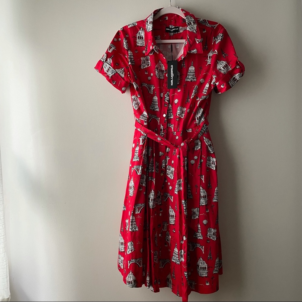 KARL LAGERFELD VTG RED BUTTONED DRESS